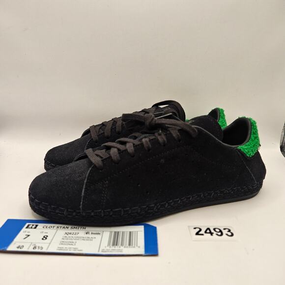ADIDAS ORIGNAL X CLOT STANSMITH MEN\'S 7 BLACK SUEDE JQ9227 NWOB